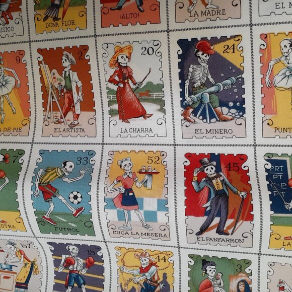 Alexander Henry "cartas marcadas" Cotton Fabric White Multi-Color 1 7/8 yards - Picture 8 of 11